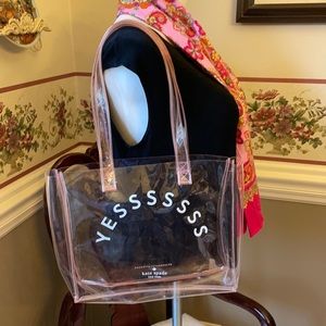 Kate Spade City Tote clear blush, pink shoulder bag, stadium bag, EUC